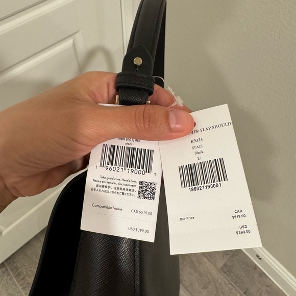 Kate Spade Black Staci Saffiano Leather Flap Shoulder Bag - Picture 3 of 5